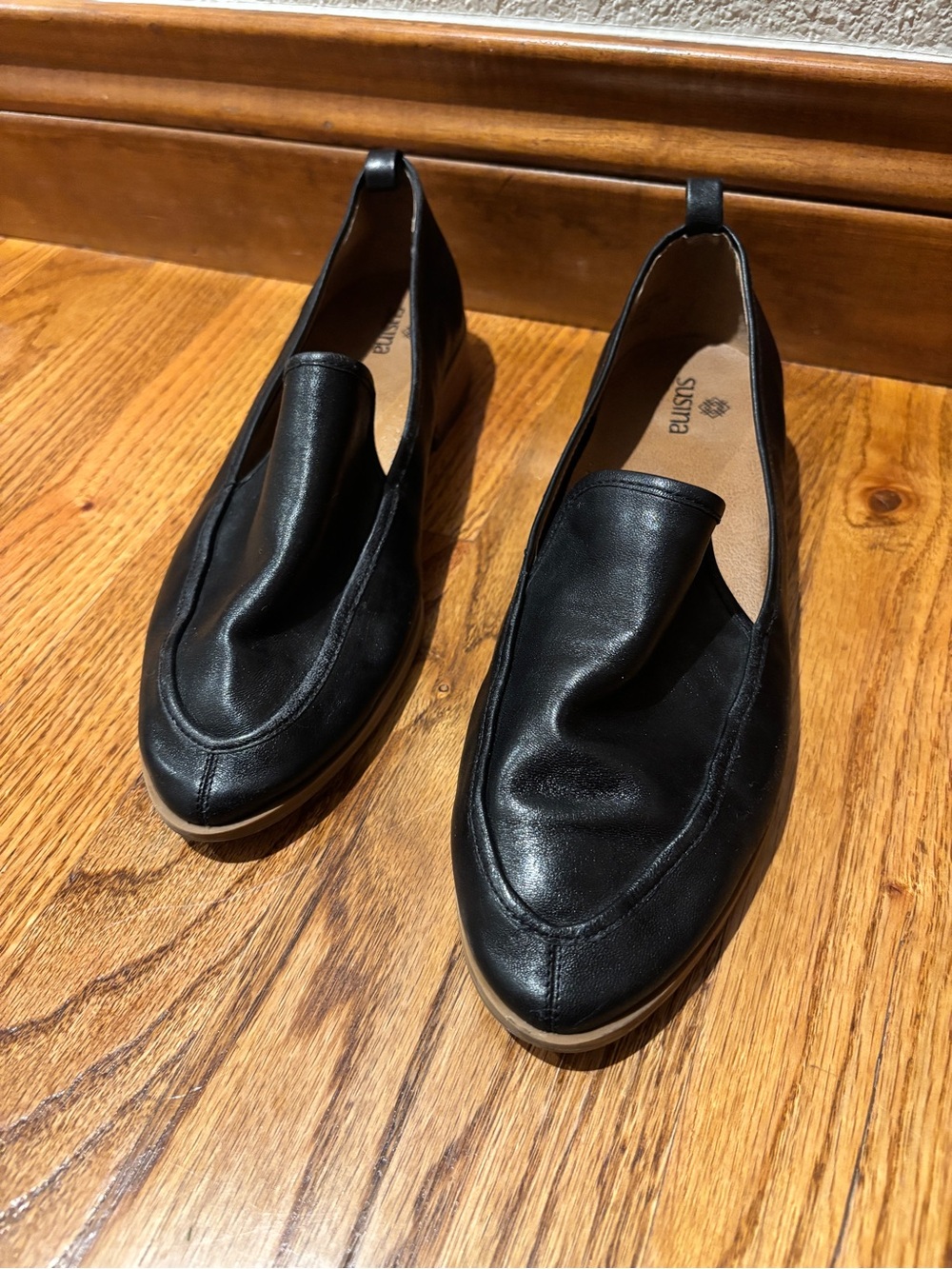 Susina Black Leather Slip-On Loafers for Men